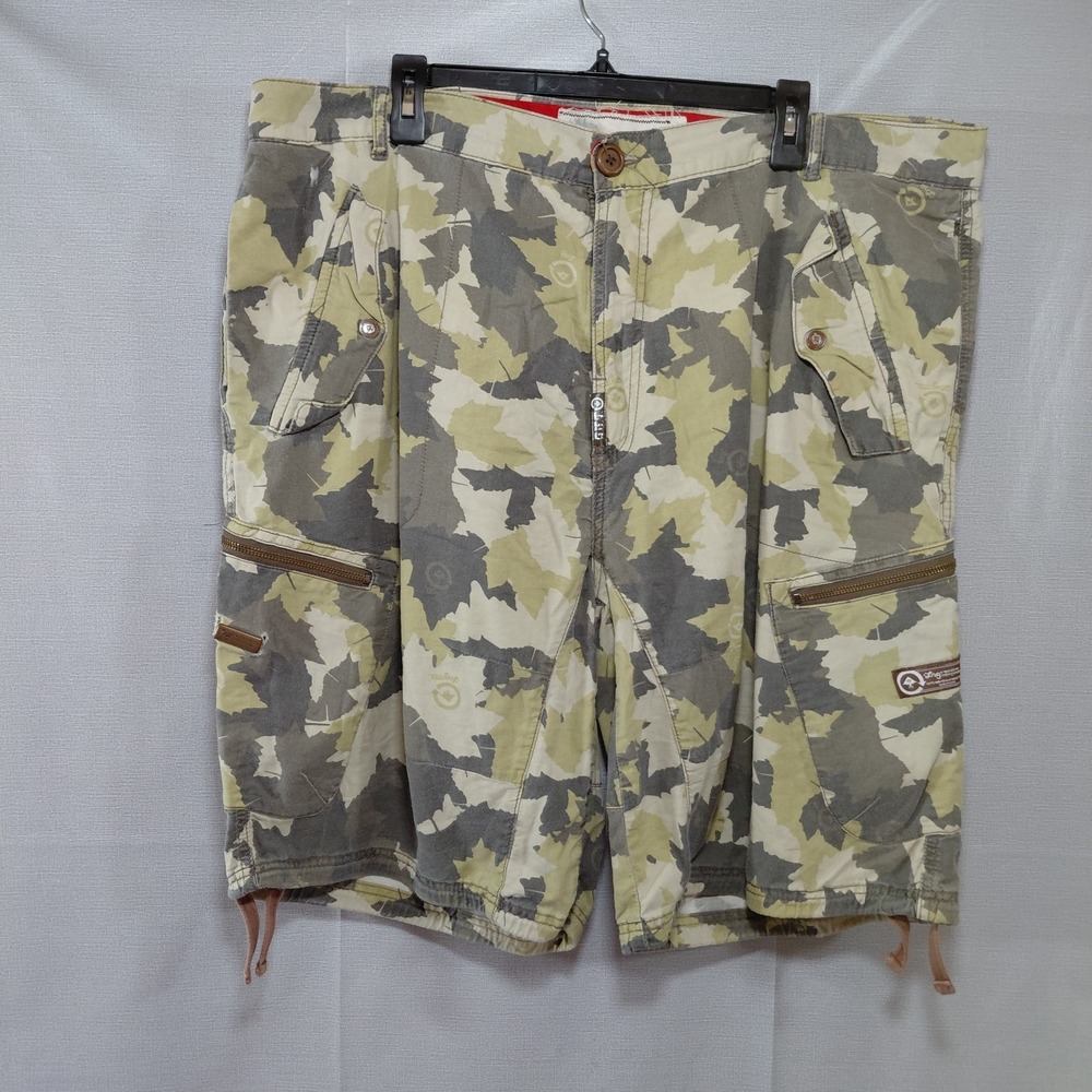 Vtg Y2K LRG Maple Leaf  Green Camo Shorts Men's 40 Baggy Skater Streetwear